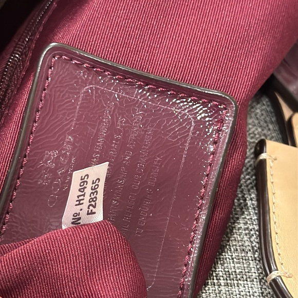 Coach Bag Large Brown Signature Leather Purple Patent Leather Trimmed Tote - Picture 10 of 17